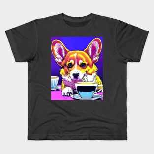 Corgi And Coffee Kids T-Shirt